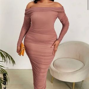 Rusted pink Dress /off the shoulder